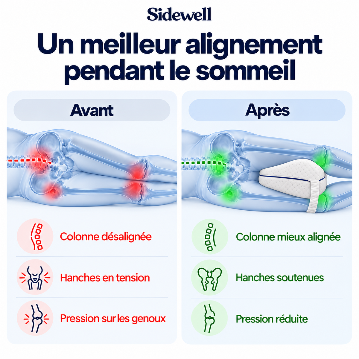 Avant / après : un meilleur alignement pendant le sommeil