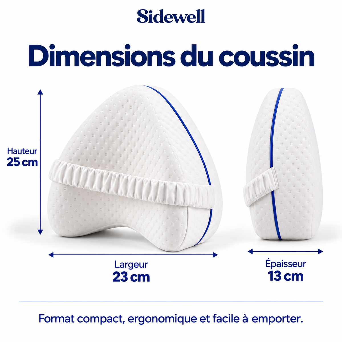 Dimensions du coussin : 25 × 23 × 13 cm